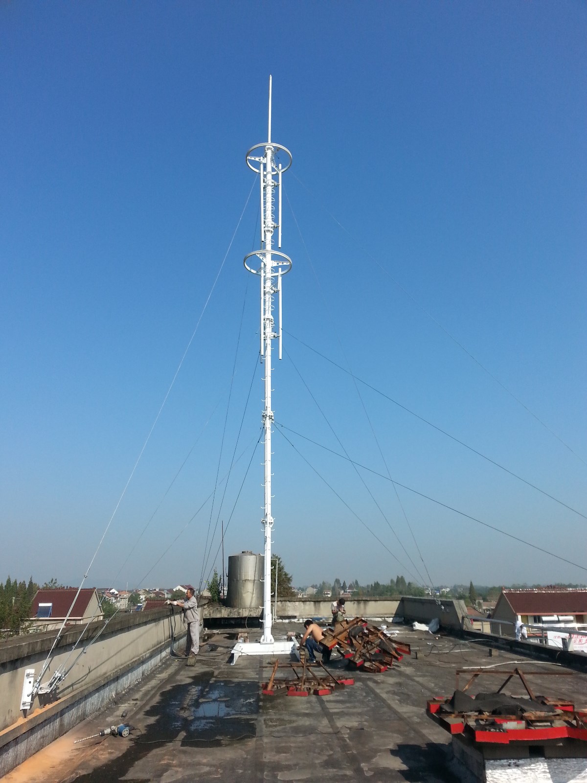 楼顶拉线塔,抱杆